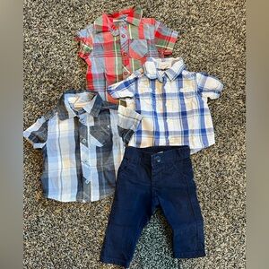 0-3mo Baby Boys Button Up Dress Shirts and Pants